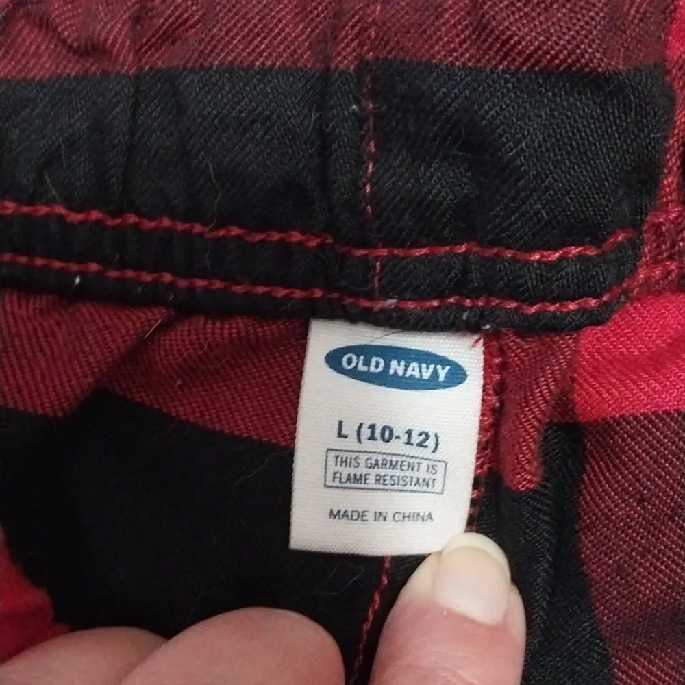 Old Navy Kids Red and Black Check Pajama Bottoms Large 10/12